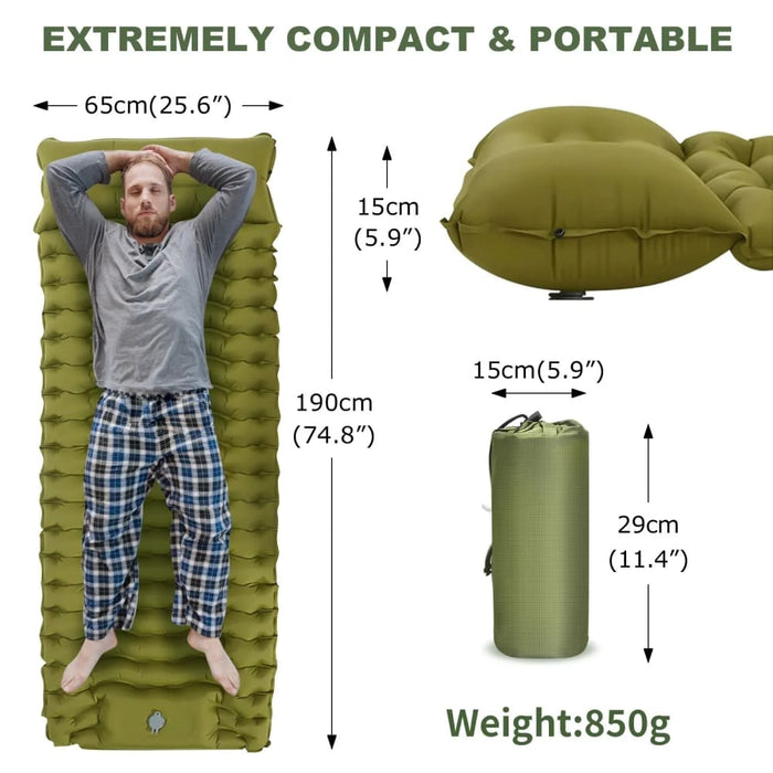 Thick Inflatable Camping Mattress With Built In Pillow
