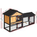 Three Doors Pet Rabbit Wooden Cage With Built-in Foldable