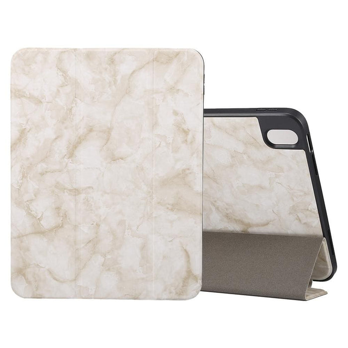 Three Fold Marble Texture Protective Tablet Case With Pen