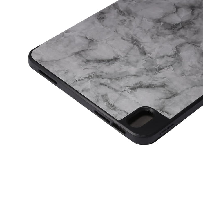 Three Fold Marble Texture Protective Tablet Case With Pen