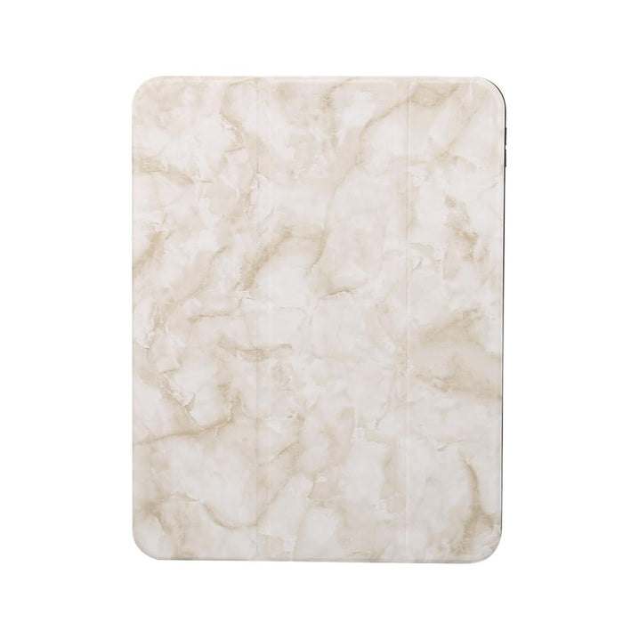 Three Fold Marble Texture Protective Tablet Case With Pen