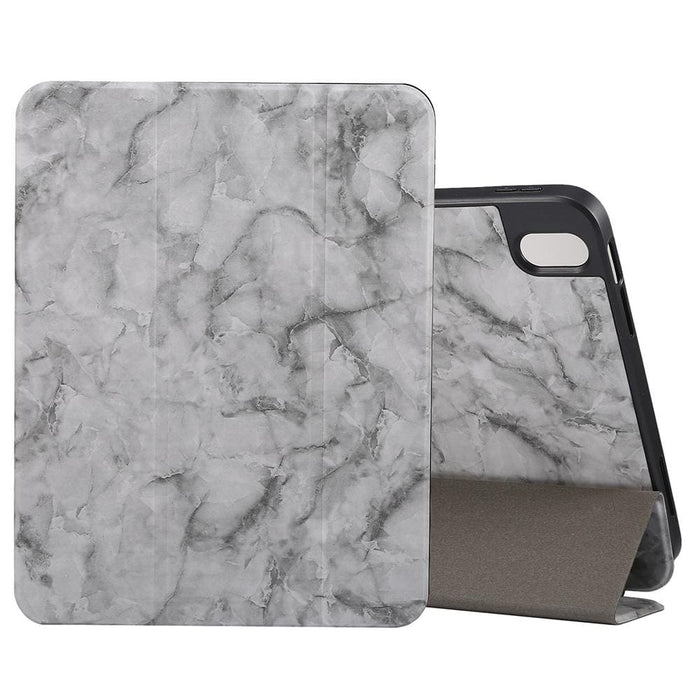 Three Fold Marble Texture Protective Tablet Case With Pen