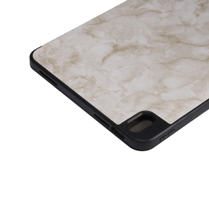 Three Fold Marble Texture Protective Tablet Case With Pen