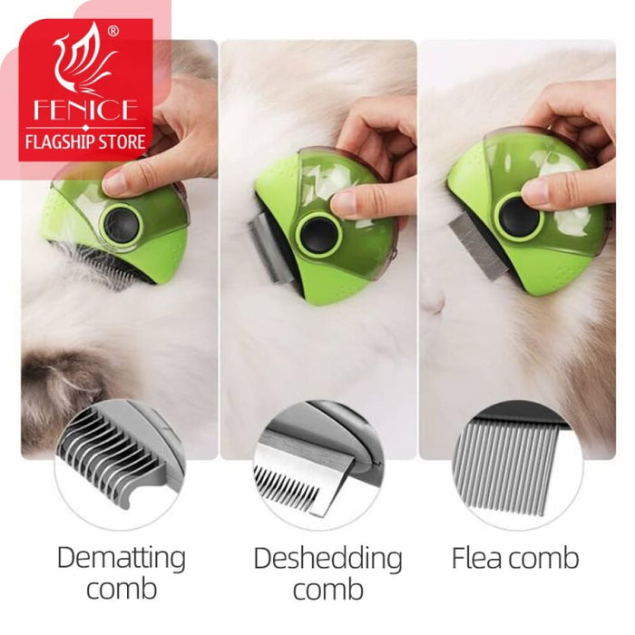 Three - in - one Rotating Pet Comb Dog Cat Brush Dematting