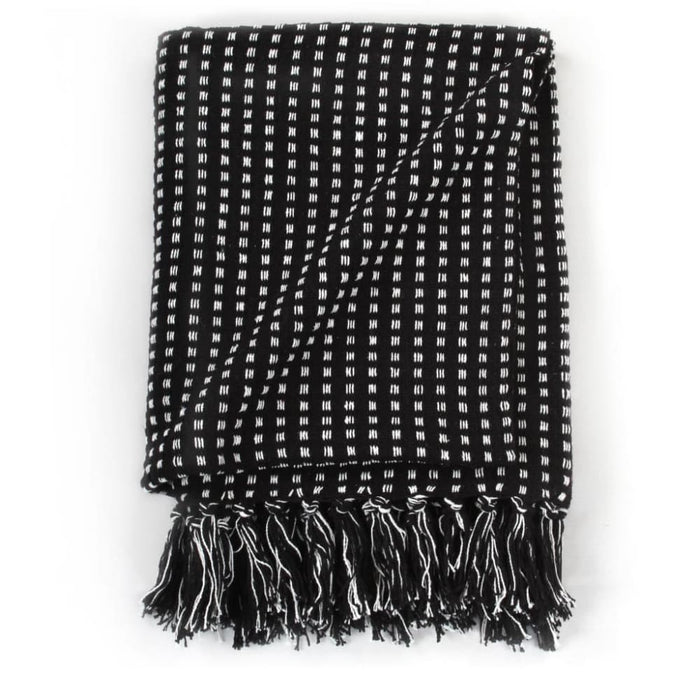 Throw Cotton Squares 125x150 Cm Black Xapttb