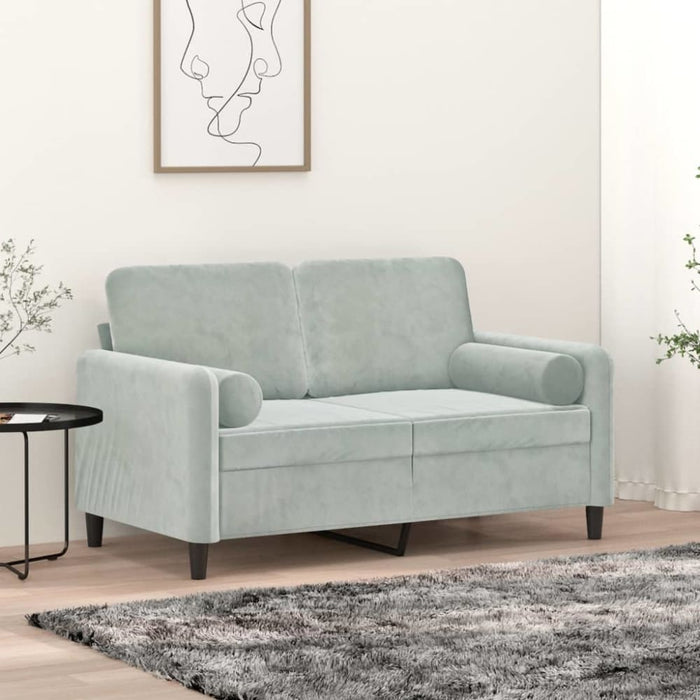 Throw Pillows 2 Pcs Light Grey Diameter 15x50 Cm Velvet