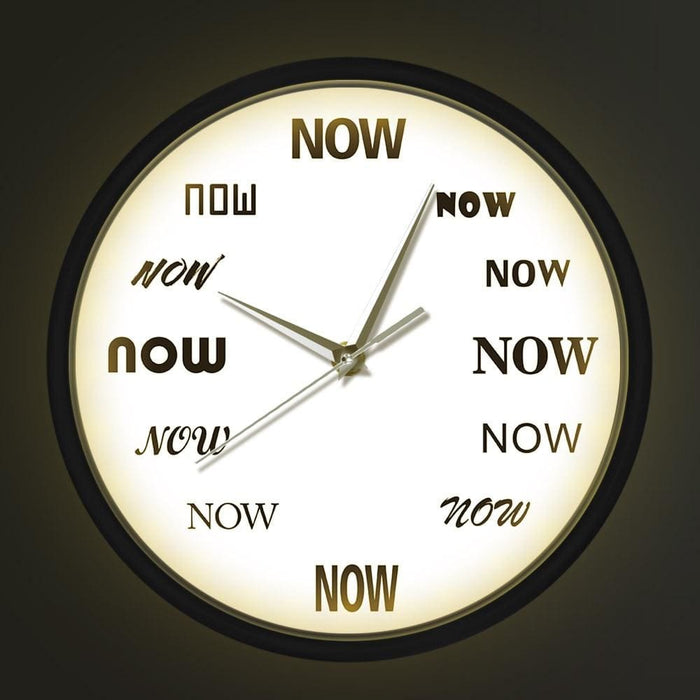 The Time Is Now Wall Clock Glow In Dark Voice Control Silent