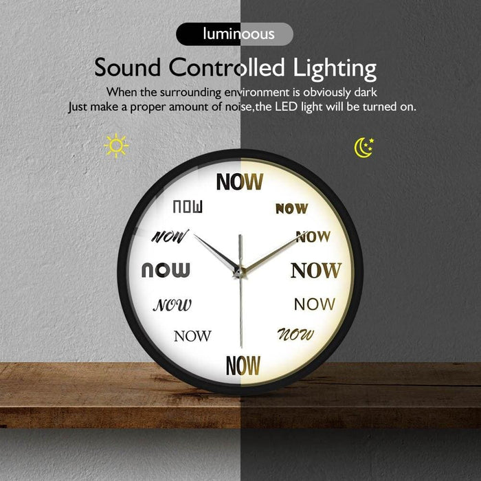The Time Is Now Wall Clock Glow In Dark Voice Control Silent