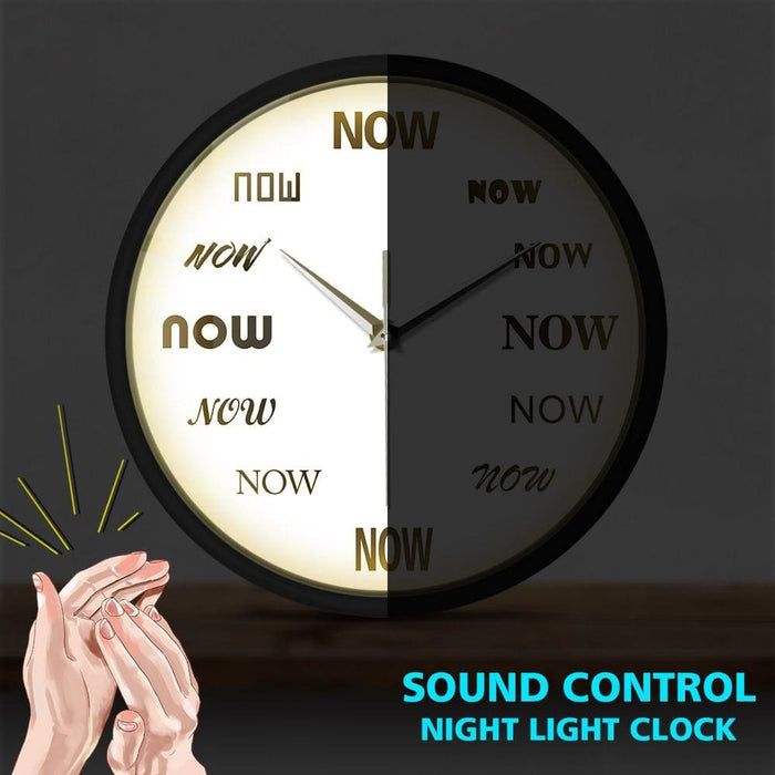The Time Is Now Wall Clock Glow In Dark Voice Control Silent