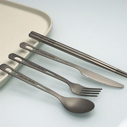 Titanium Tableware Set Frosted Knife Fork Spoon Chopsticks