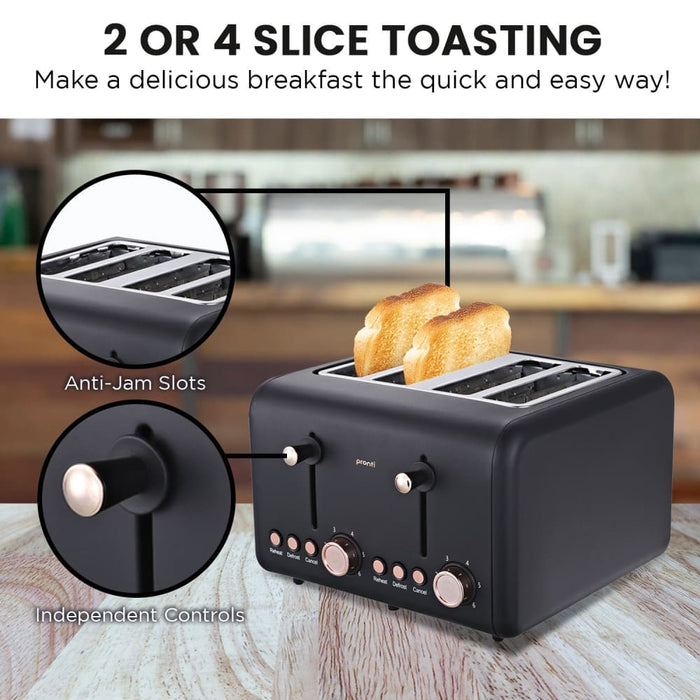 Toaster Kettle & Coffee Machine Breakfast Set - Black