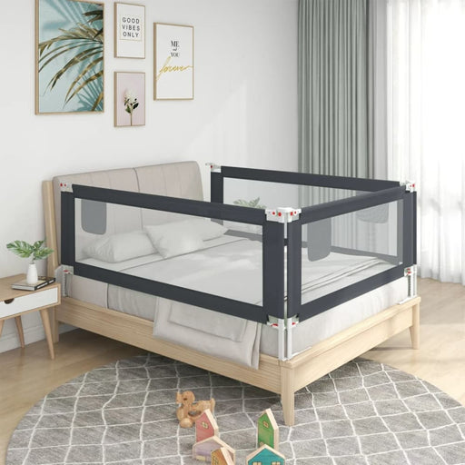Toddler Safety Bed Rail Dark Grey 140x25 Cm Fabric Obxxn