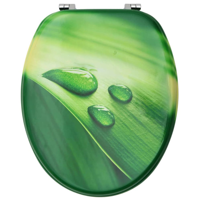 Wc Toilet Seat with Lid Mdf Green Water Drop Design Oalkbn