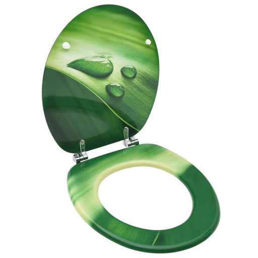 Wc Toilet Seat With Lid Mdf Green Water Drop Design Oalkbn