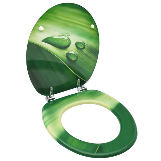 Wc Toilet Seat with Lid Mdf Green Water Drop Design Oalkbn