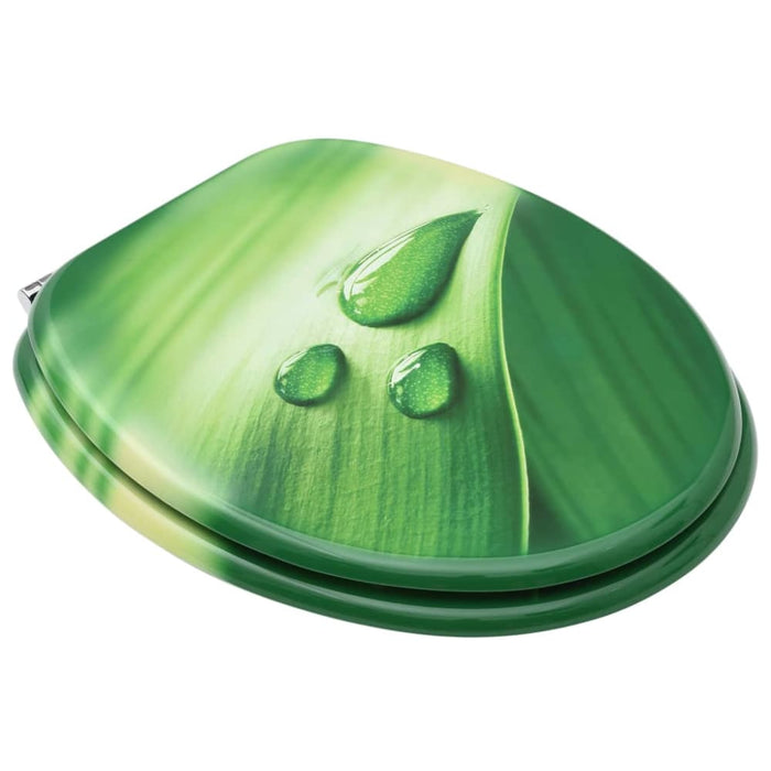 Wc Toilet Seat with Lid Mdf Green Water Drop Design Oalkbn