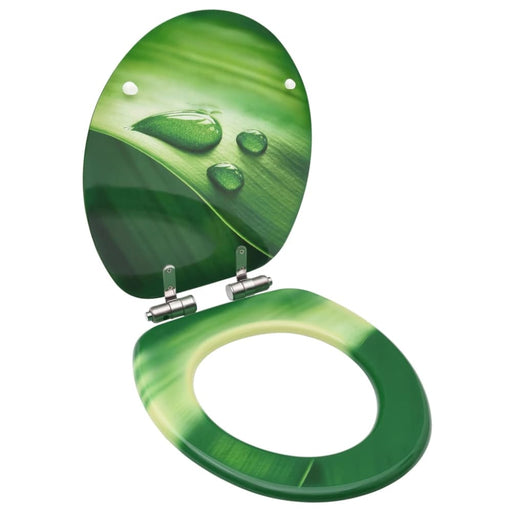 Wc Toilet Seat With Soft Close Lid Mdf Green Water Drop