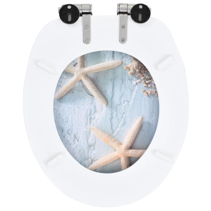 Wc Toilet Seat With Soft Close Lid Mdf Starfish Design