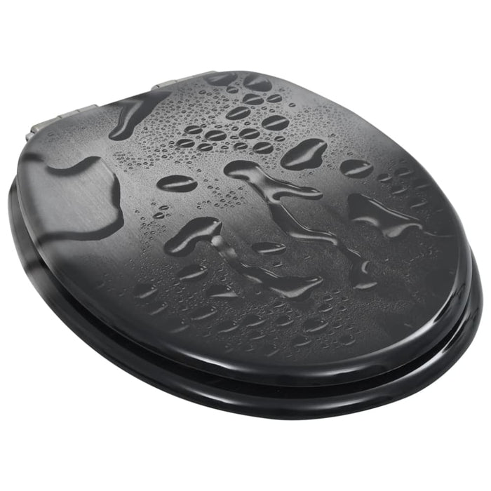 Wc Toilet Seat with Soft Close Lid Mdf Water Drop Design