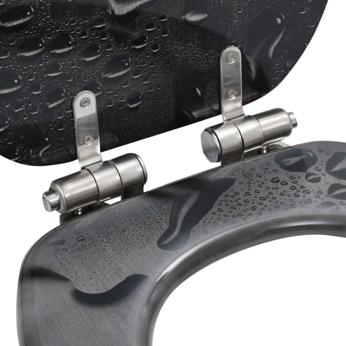 Wc Toilet Seat with Soft Close Lid Mdf Water Drop Design