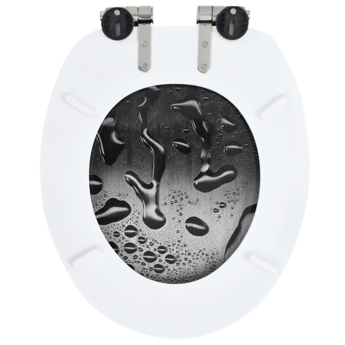Wc Toilet Seat with Soft Close Lid Mdf Water Drop Design
