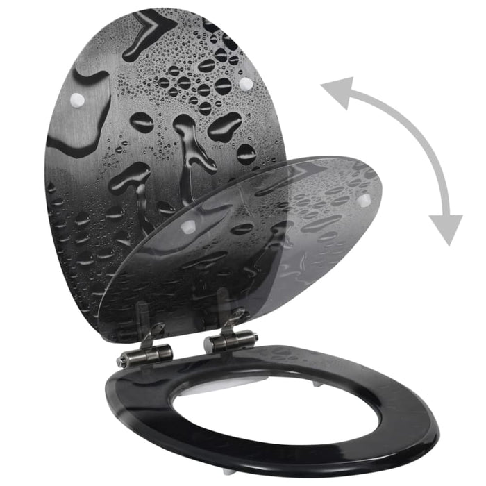 Wc Toilet Seats 2 Pcs with Soft Close Lids Mdf Water Drop