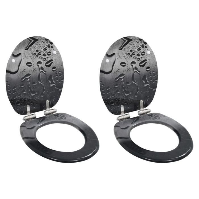 Wc Toilet Seats 2 Pcs with Soft Close Lids Mdf Water Drop
