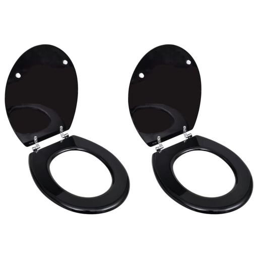 Toilet Seats with Lids 2 Pcs Mdf Black Xipkbn