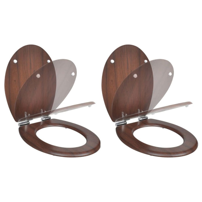 Toilet Seats with Soft Close Lids 2 Pcs Mdf Brown Xipkbl