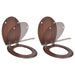 Toilet Seats with Soft Close Lids 2 Pcs Mdf Brown Xipkbl