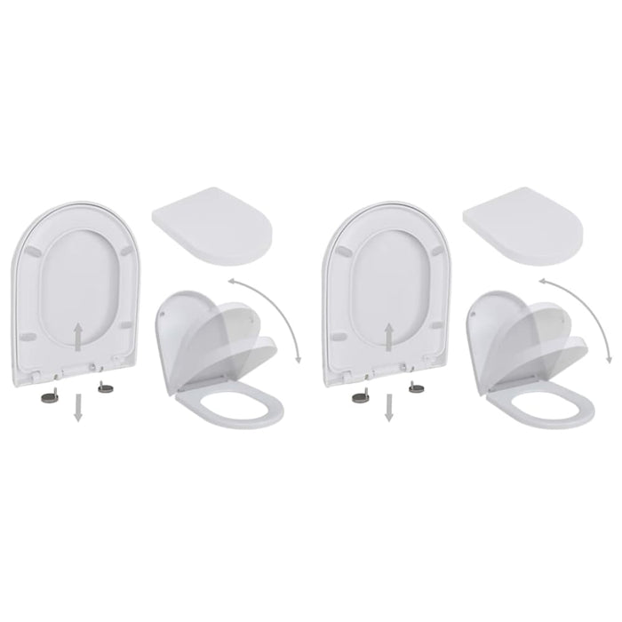 Toilet Seats with Soft Close Lids 2 Pcs Plastic White Xipktb