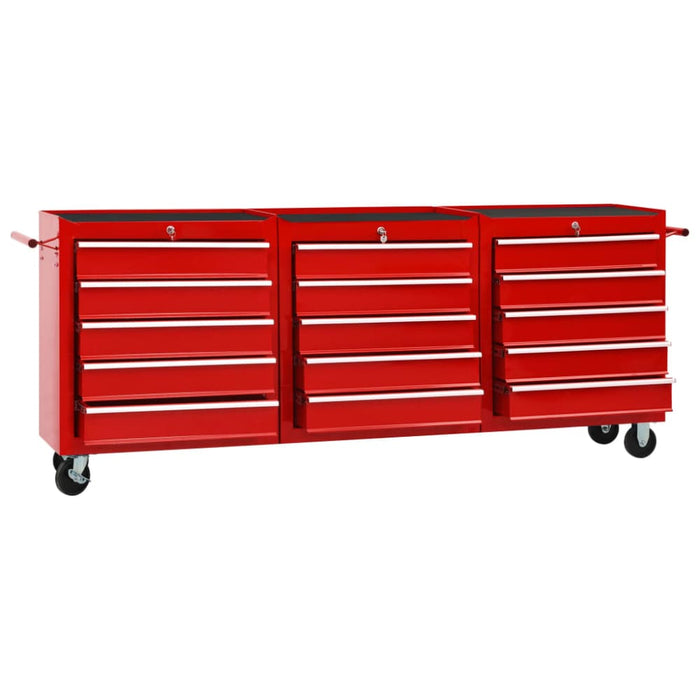 Tool Trolley With 15 Drawers Steel Red Tbpliti