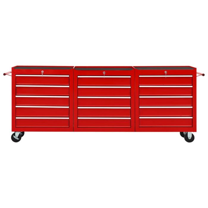 Tool Trolley With 15 Drawers Steel Red Tbpliti