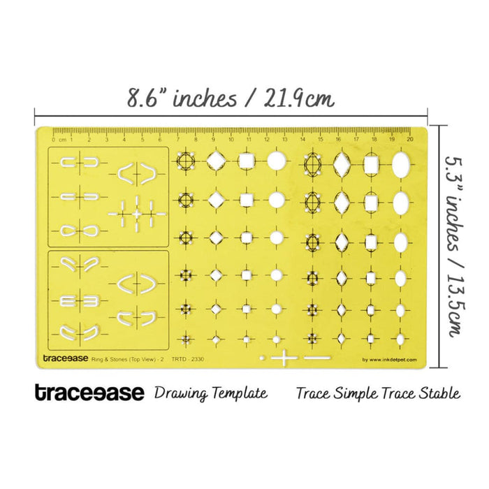 Top View 2 Ring and Gemstones Jewellery Templates Drafting