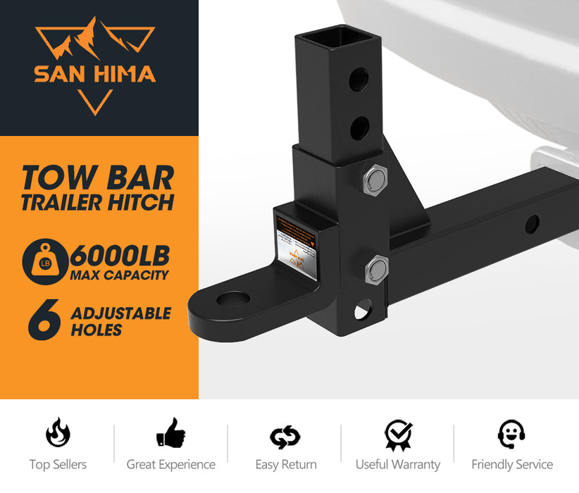 Adjustable Towbar Tow Bar Ball Mount 2" Hitch Towing Trailer 4Wd Car 6000Lbs