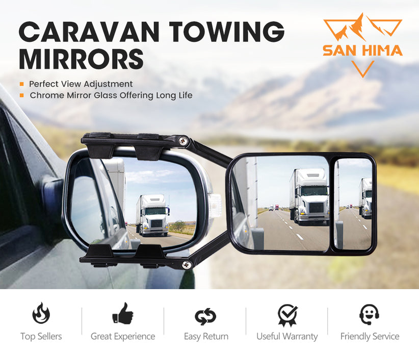 2X Towing Mirrors Clip Universal Multi Trailer Caravan Car Truck Vehicle 4Wd Pair