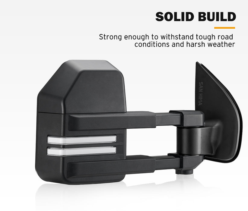 Pair Extendable Towing Mirrors For Isuzu D-Max My2012-My2019 Black