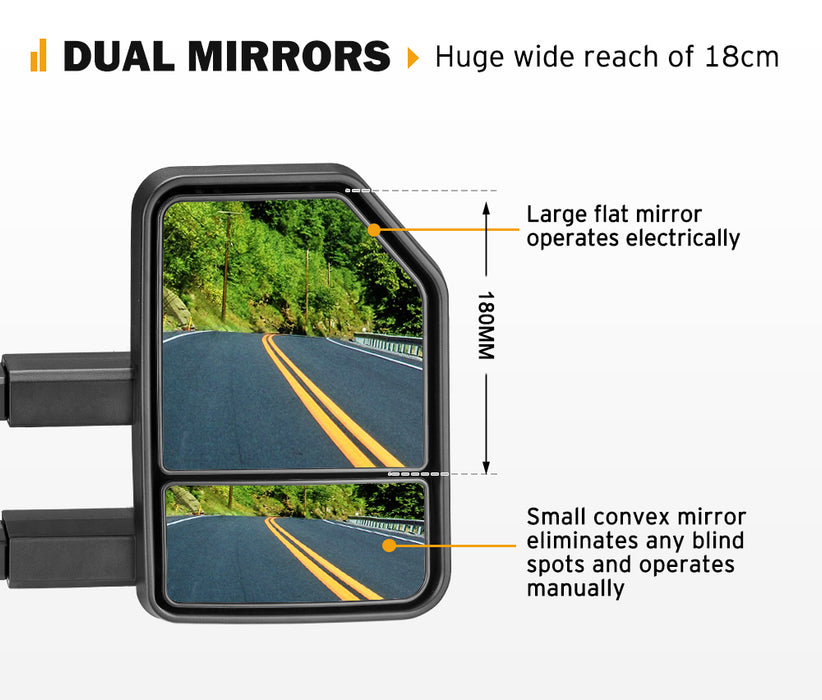 Extendable Towing Mirrors For Mazda Bt-50 Bt50 Tf Series Jul 2020-On