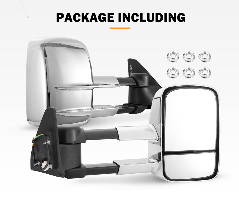 Pair Extendable Towing Mirrors For Toyota Prado 120 Series 2002-2009