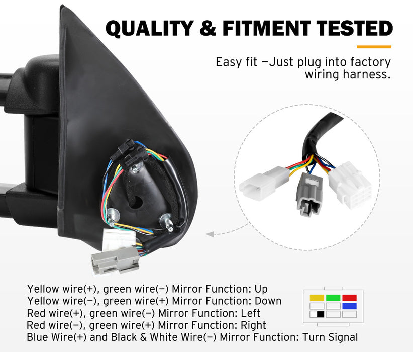 Pair Towing Mirrors For Isuzu D-Max Dmax 2007-2011 Black