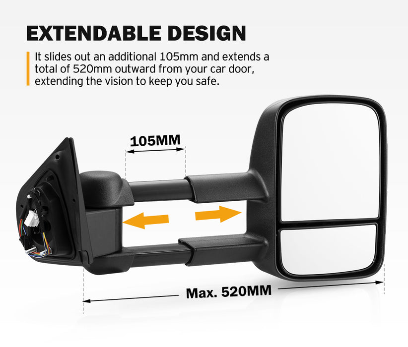 Extendable Towing Mirrors For Mazda Bt-50 Bt50 Tf Series 2021 / 07-On
