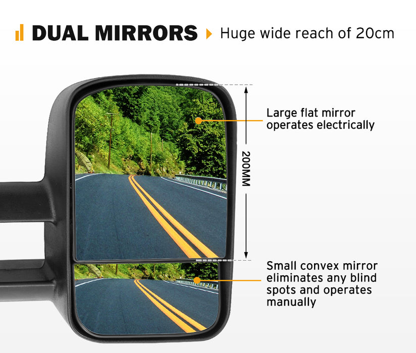 Pair Extendable Towing Mirrors For Toyota Landcruiser 80 1990-1998