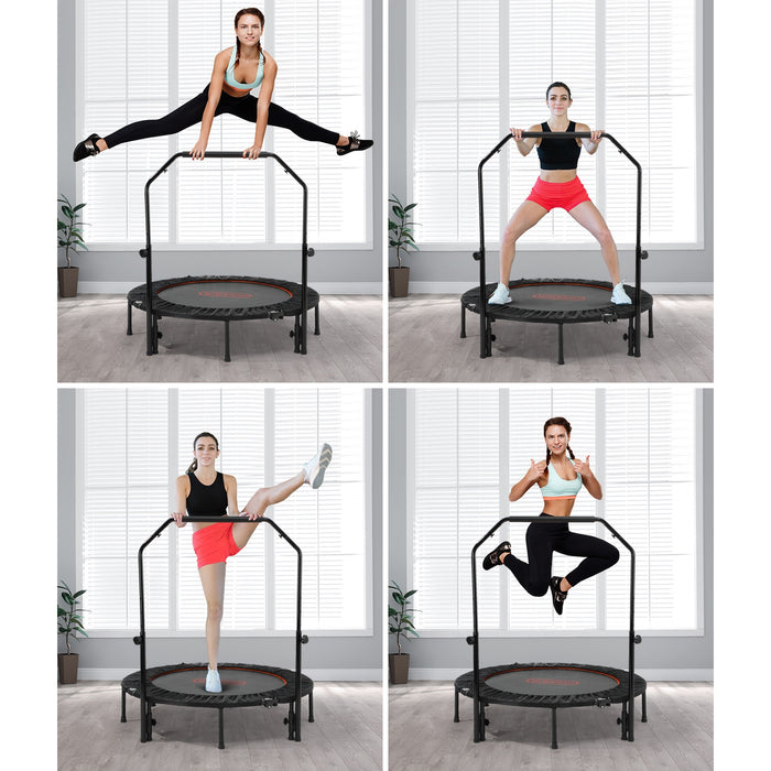 48" Trampoline Round Fitness Rebounder Handrail Jumping Exercise Home Gym