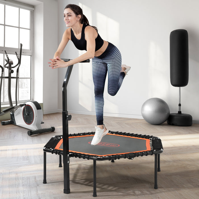 Trampoline Rebounder Jumping Exercise Fitness Adjustable Handrail 50 Inch