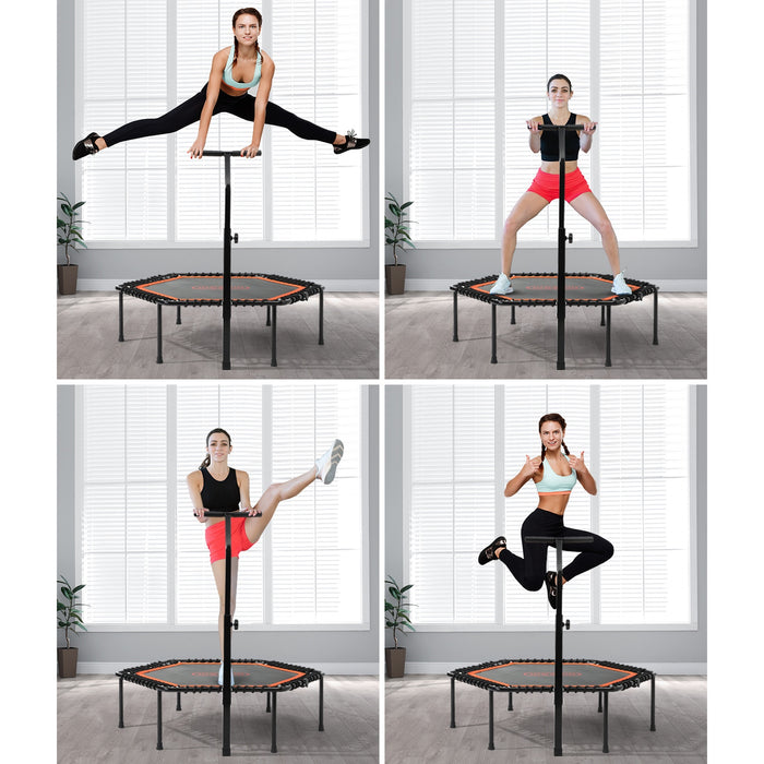 Trampoline Rebounder Jumping Exercise Fitness Adjustable Handrail 50 Inch