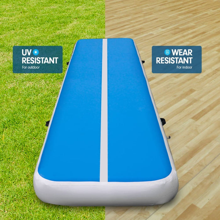 4m x 2m Air Track Gymnastics Mat Tumbling Exercise - Blue