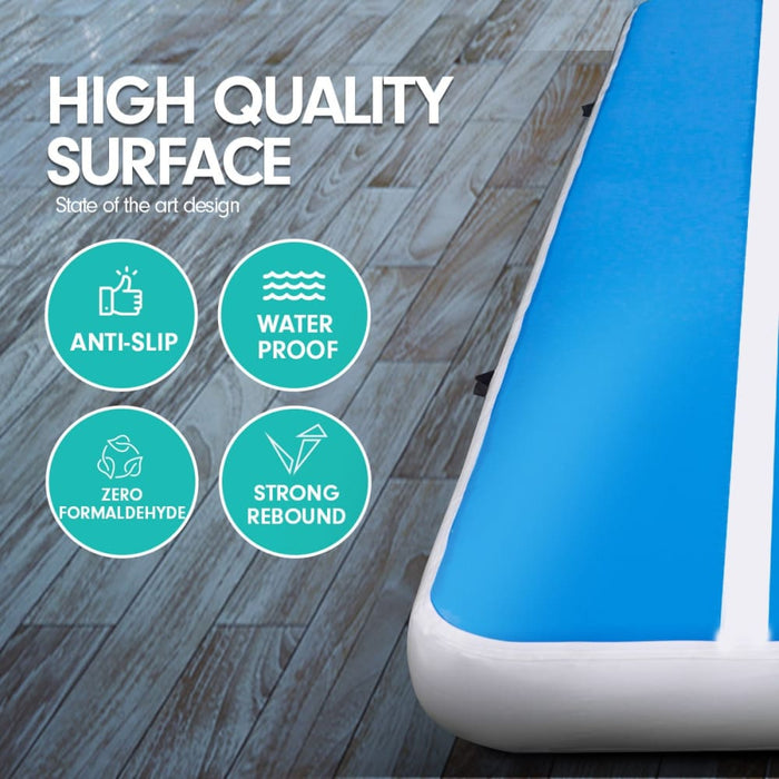 4m x 2m Air Track Gymnastics Mat Tumbling Exercise - Blue