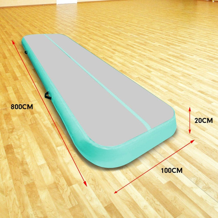 8m x 1m Air Track Inflatable Gymnastics Mat Tumbling - Grey