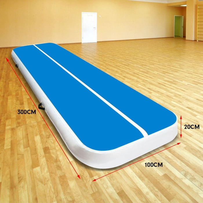 3m x 1m Air Track Inflatable Tumbling Gymnastics Mat - Blue