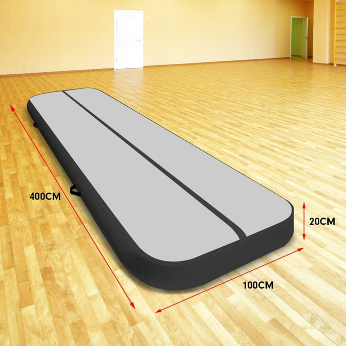 4m x 1m Air Track Inflatable Tumbling Mat Gymnastics - Grey